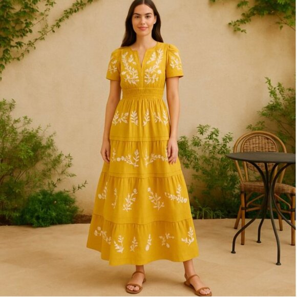 Anthropologie The Somerset Dress Small Embroidered Forest Fairy Maxi Boho Grunge - Picture 2 of 16